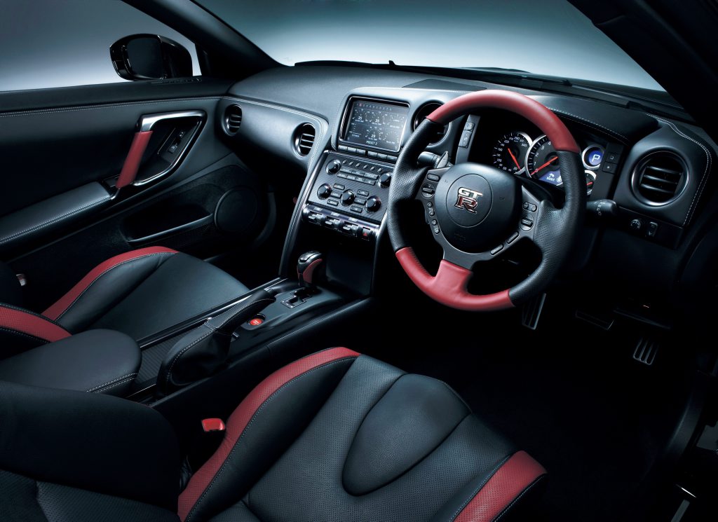 Inside the Nissan GT-R Black Edition. Inside the Nissan GT-R Black Edition.